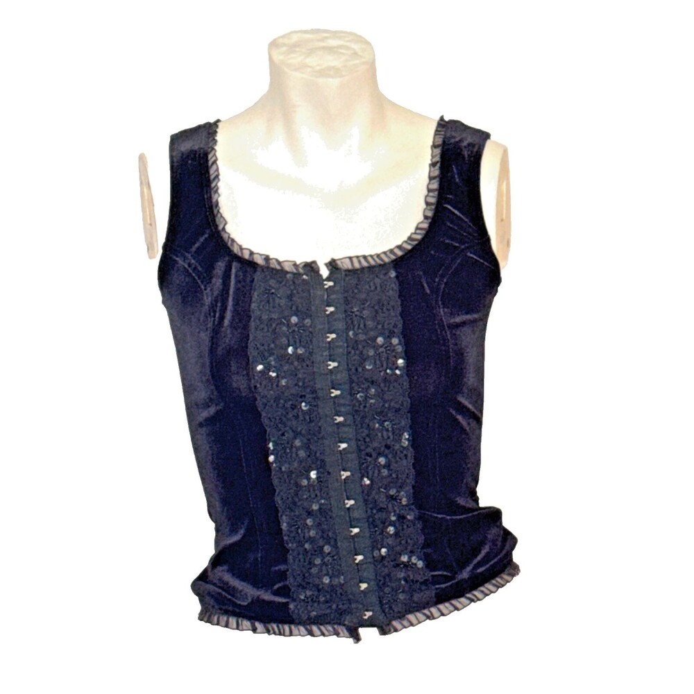 VTG Y2K 80's 90's Retro Velvet Sequin Punk Whimsigoth Goth Top Small EUC